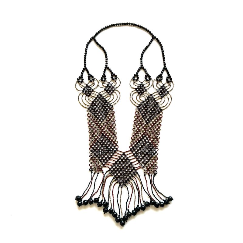 AWAJUN ENKEPA BREASTPLATE NECKLACE AUBERGINE DIAMOND