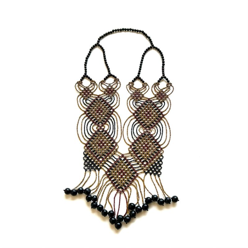 AWAJUN ENKEPA BREASTPLATE NECKLACE RED CLAY BUTTERFLY