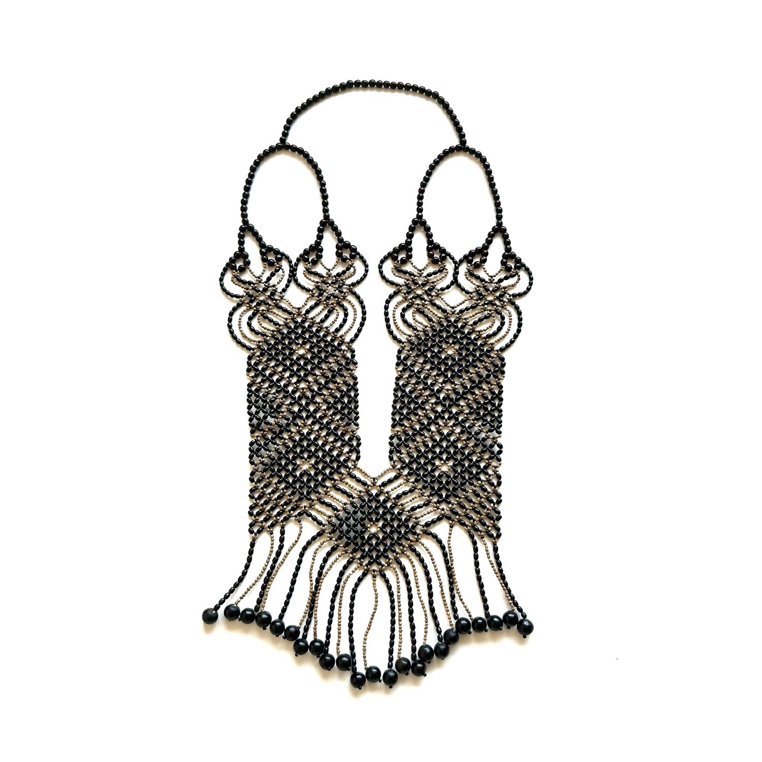 AWAJUN ENKEPA BREASTPLATE NECKLACE ARGYLE BLK &amp; NAT