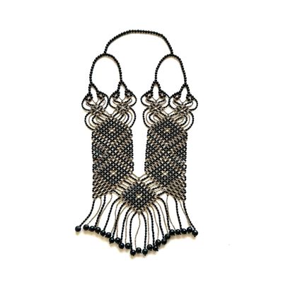 AWAJUN ENKEPA BREASTPLATE NECKLACE ARGYLE BLK &amp; NAT