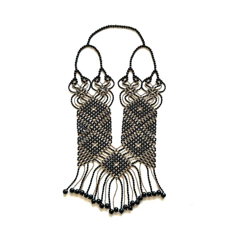 AWAJUN ENKEPA BREASTPLATE NECKLACE ARGYLE BLK &amp; NAT