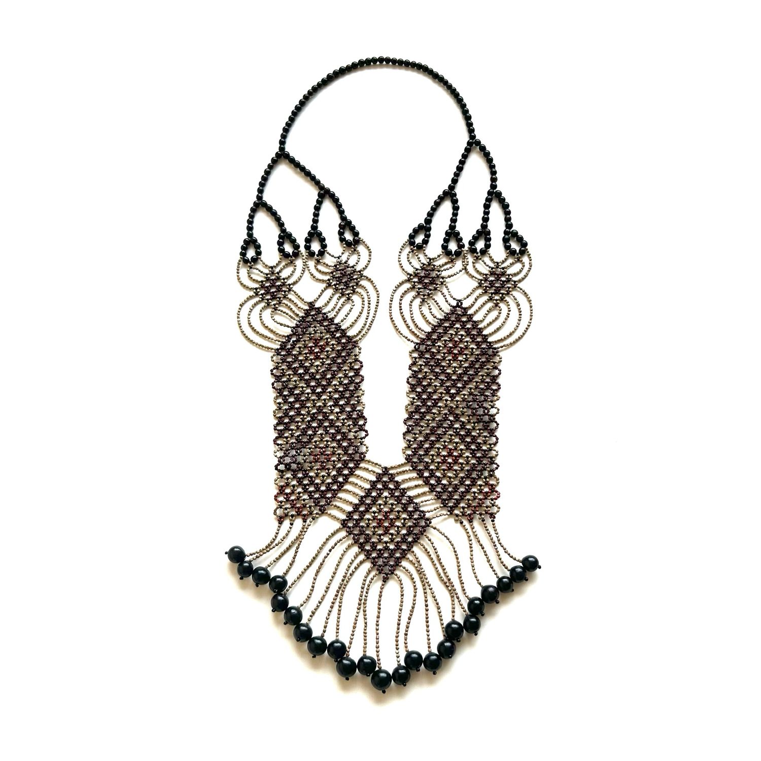 AWAJUN ENKEPA BREASTPLATE NECKLACE AUBERGINE SIENNA