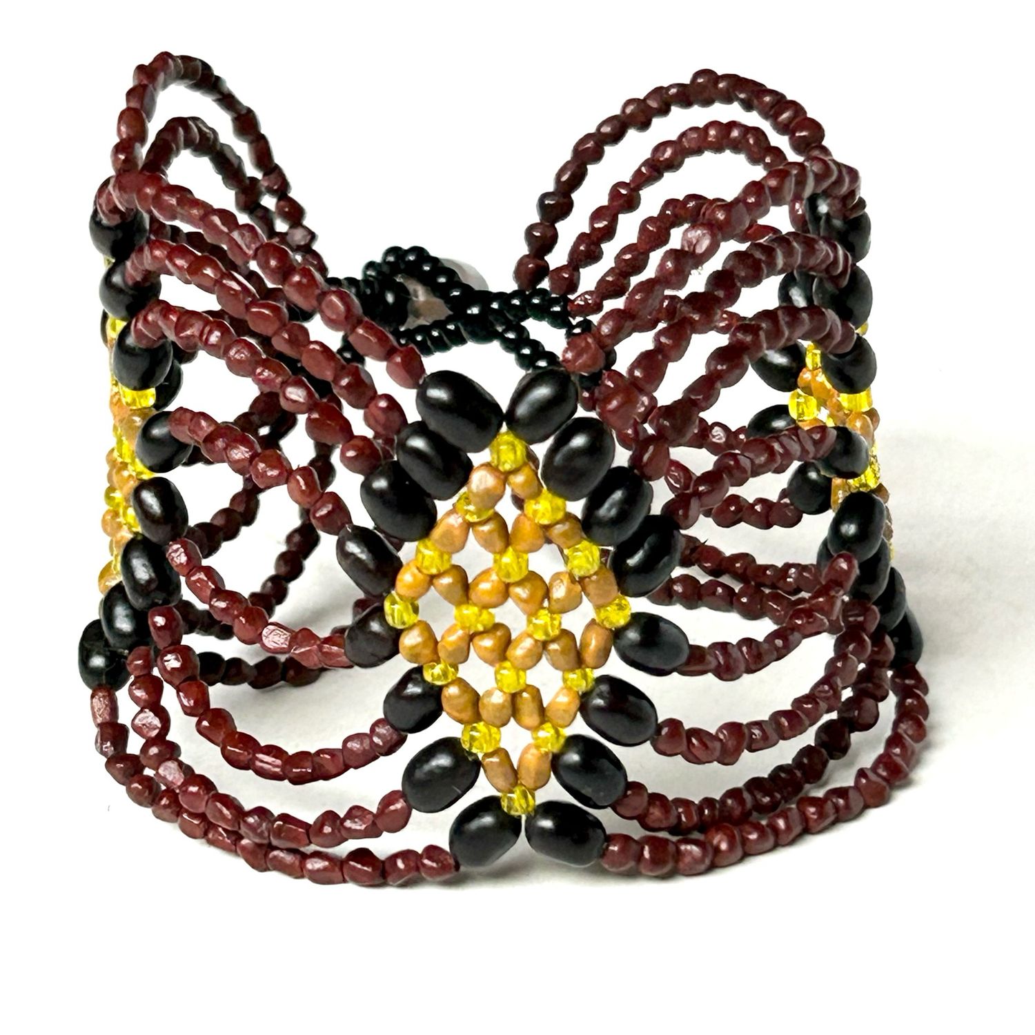 AWAJUN DIAMOND BEADED BRACELET RED WINE TURMERIC