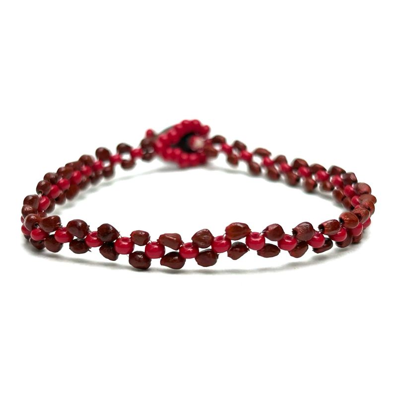 AWAJUN MINIMALIST BEADED BRACELET RED SIENNA