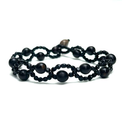 AWAJUN MINIMALIST BEADED BRACELET DARK CHOCOLATE