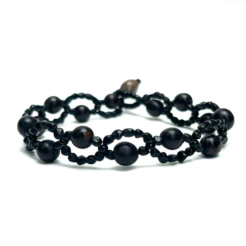 AWAJUN MINIMALIST BEADED BRACELET DARK CHOCOLATE