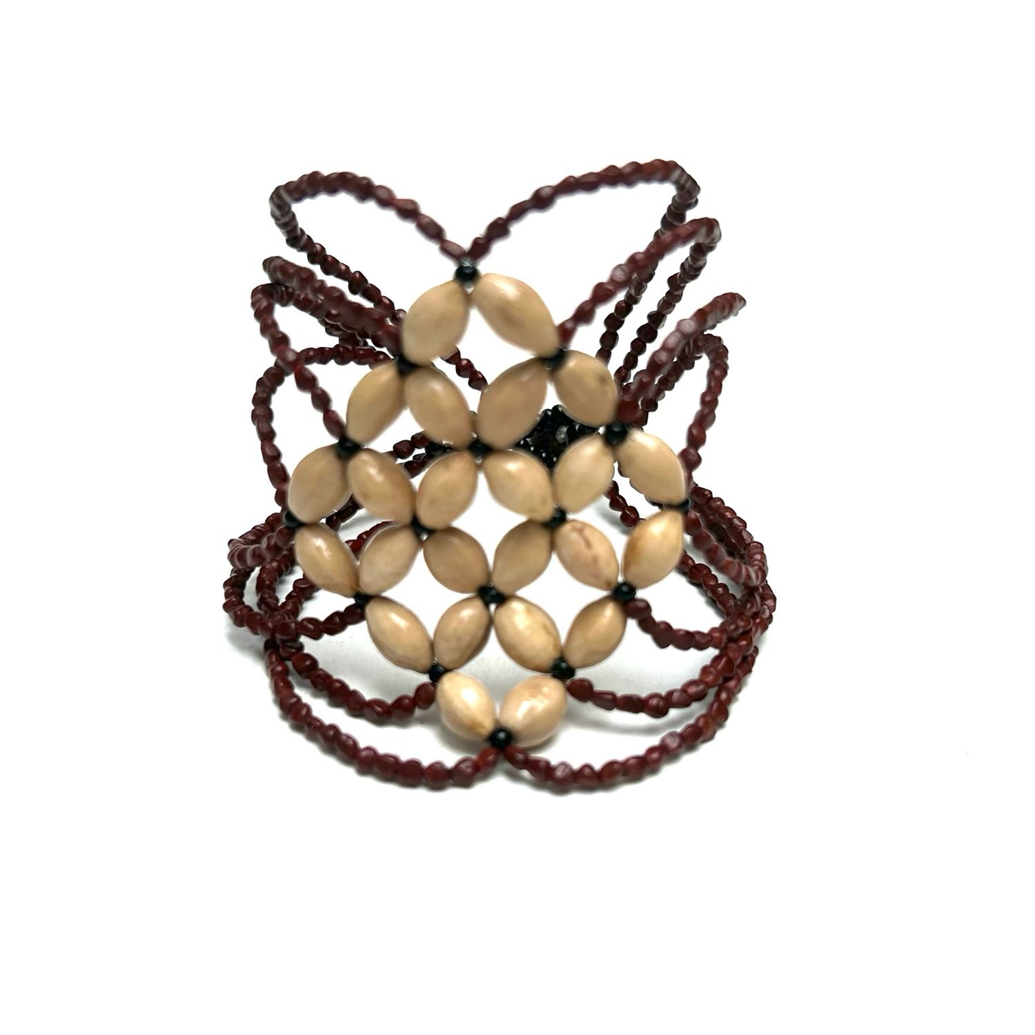 AWAJUN DIAMOND BEADED BRACELET AUBERGINE TAN