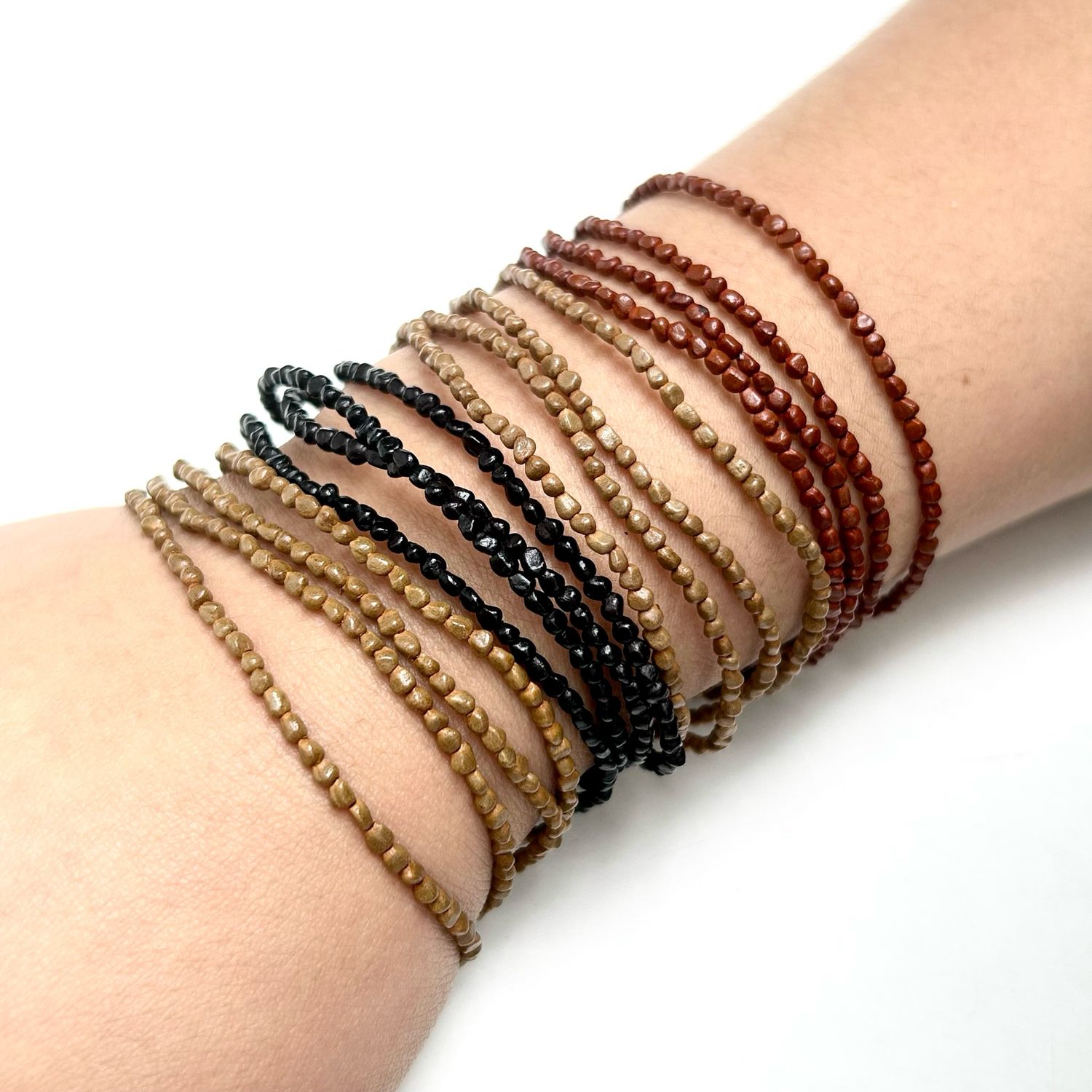 AWAJUN WIDE MULTI STRAND BEADED BRACELET SIENNA CHOCOLATE