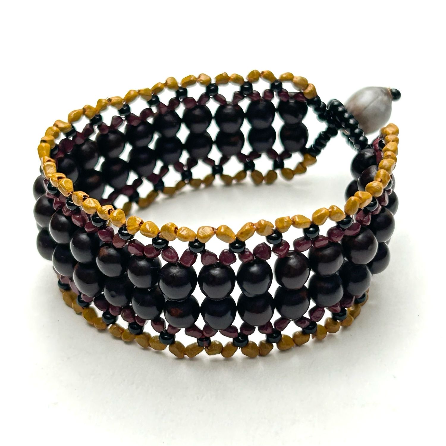 AWAJUN BEADED BRACELET AUBERGINE BLACK TURMERIC