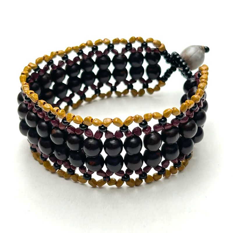 AWAJUN BEADED BRACELET AUBERGINE BLACK TURMERIC