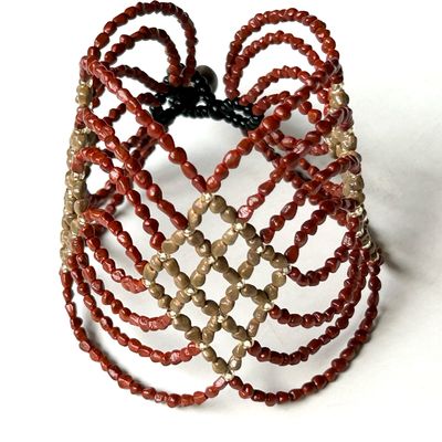 AWAJUN WAVE BEADED BRACELET SIENNA NATURAL GOLD