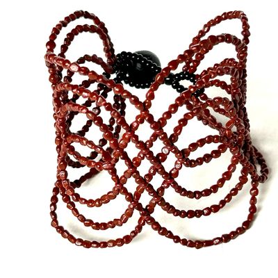 AWAJUN WAVE BEADED BRACELET RUBY
