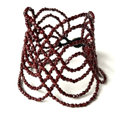 AWAJUN WAVE BEADED BRACELET AUBERGINE
