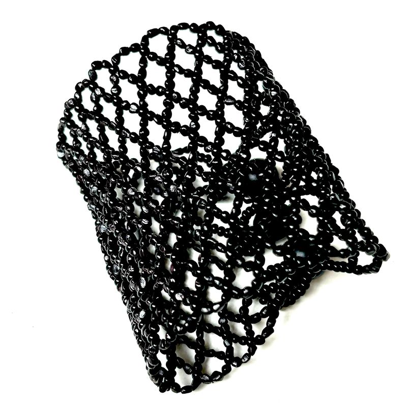 AWAJUN CUFF BEADED BRACELET BLACK