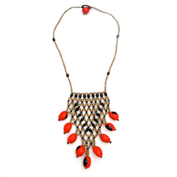 AWAJUN BEADED NECKLACE aka ADELI NET PENDANT