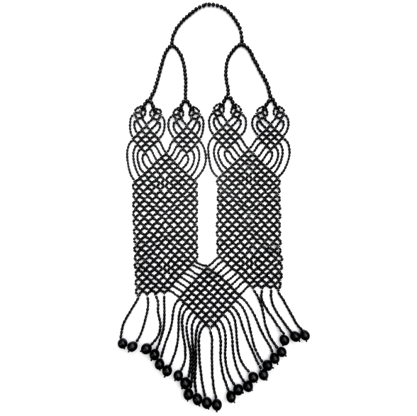 AWAJUN ENKEPA BREASTPLATE BEADED NECKLACE BLACK