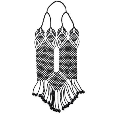 AWAJUN ENKEPA BREASTPLATE BEADED NECKLACE BLACK