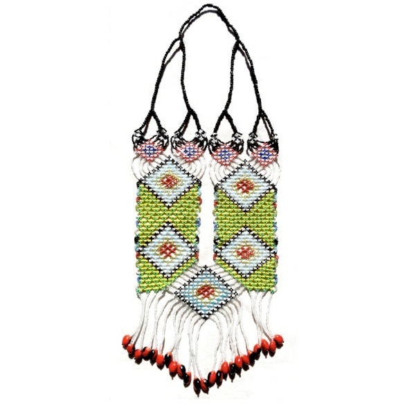 AWAJUN ENKEPA BREASTPLATE BEADED NECKLACE MULTI CLEAR, RED SKY, YELLOW
