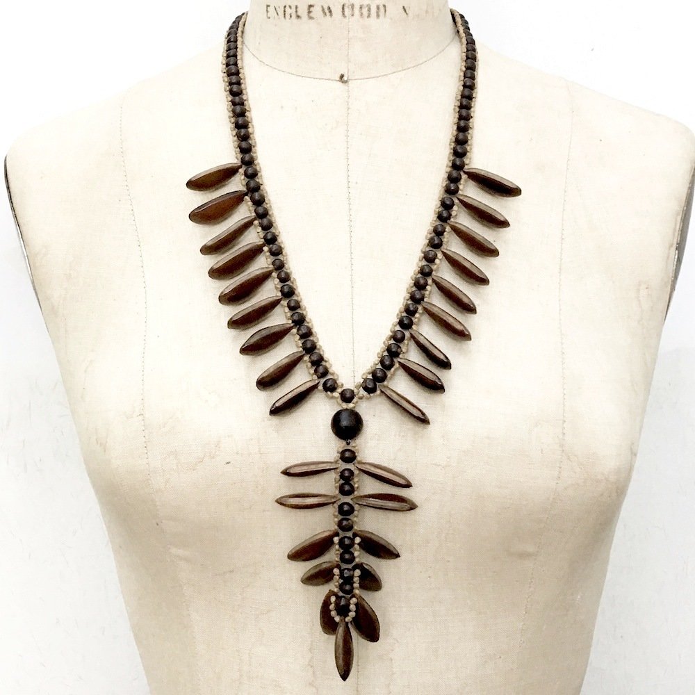 AWAJUN BAKI BEADED NECKLACE BROWN