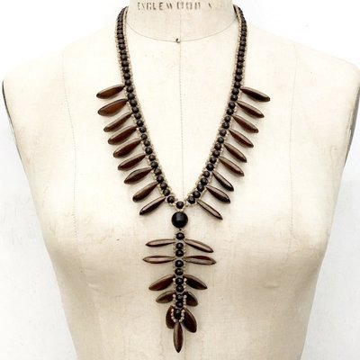 AWAJUN BAKI BEADED NECKLACE BROWN