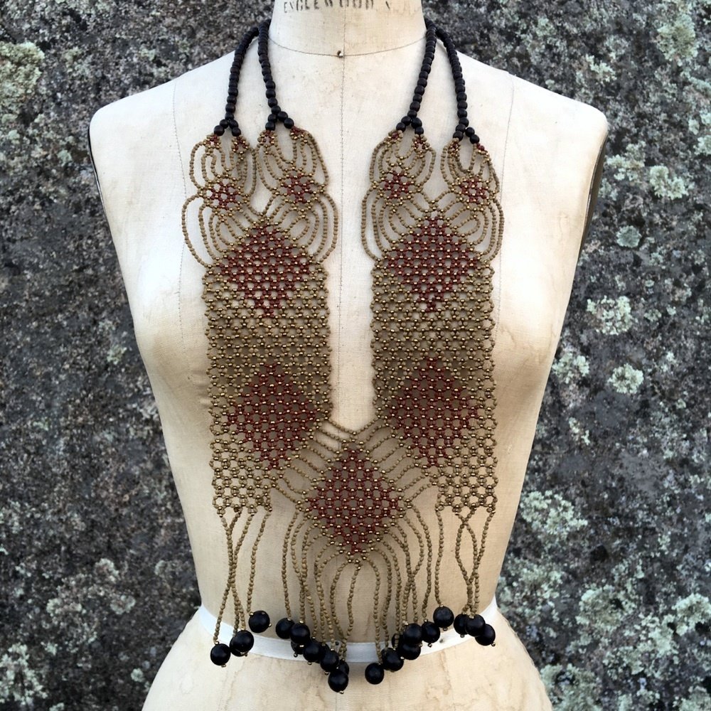 AWAJUN ENKEPA BREASTPLATE BEADED NECKLACE RED ARGYLE