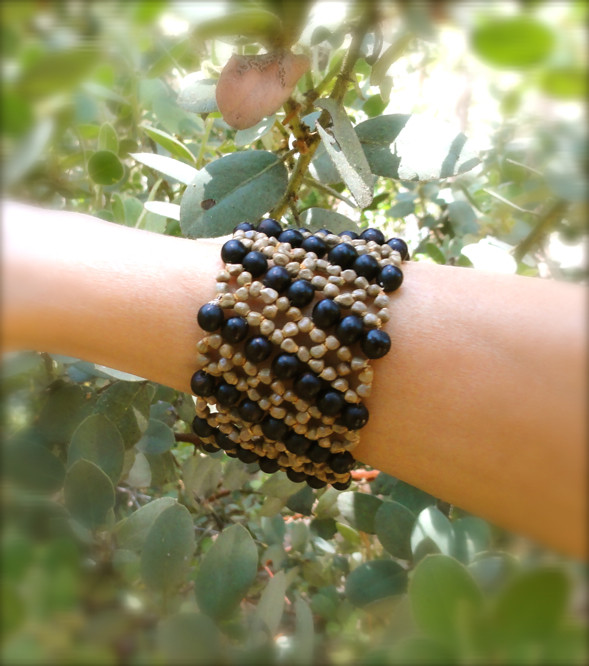 SARA STRIPE BEADED BRACELET NARROW