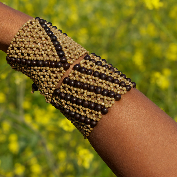 SARA STRIPE BEADED BRACELET WIDE