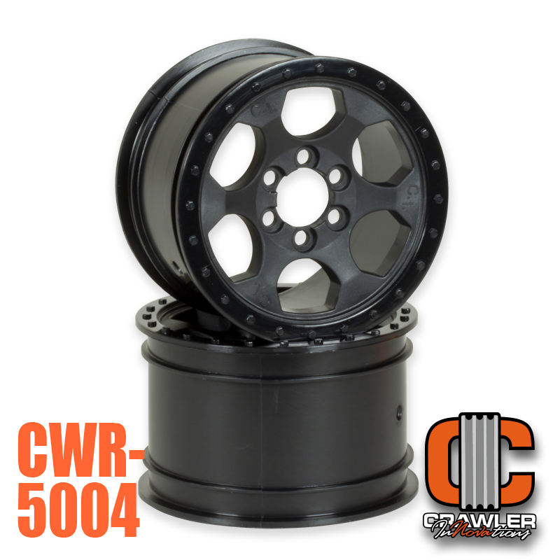 Crawler Innovations 2.2”; 1.50” WIDTH; BLACK 6 BOLT WHEEL PAIR CWR-5004