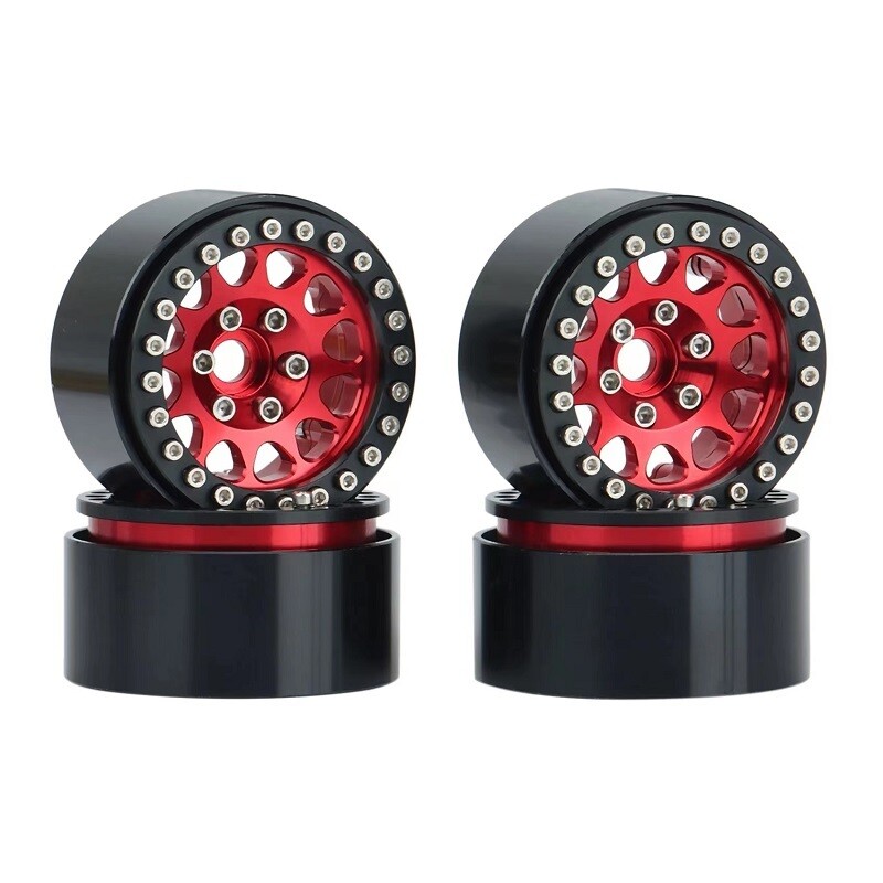 1.9 Beadlock Wheels w/ 12mm Hex (BLACK/RED) (4PC)