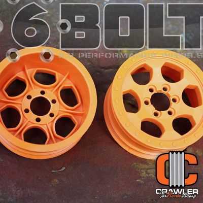 Crawler Innovations 2.2”; 1” WIDTH; ORANGE; 6 BOLT WHEEL PAIR CWR-5024