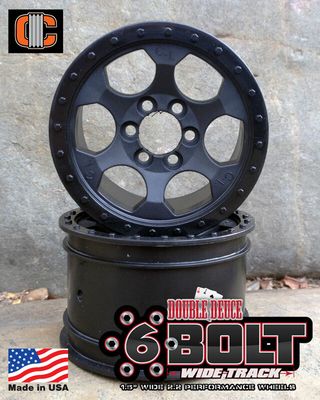 Crawler Innovations 2.2”; 1.50” WIDTH; BLACK 6 BOLT WHEEL PAIR CWR-5004