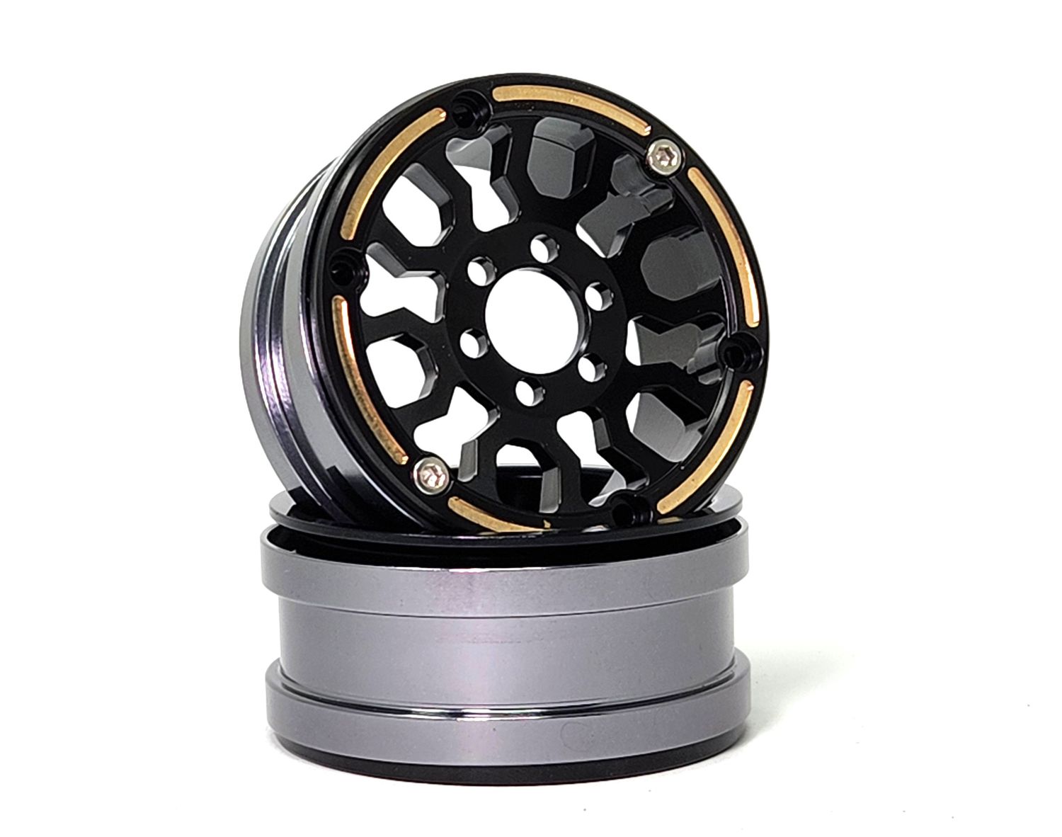 Dlux 1.9" Ultra High-Clearance Brass Beadlock Wheels (pair)