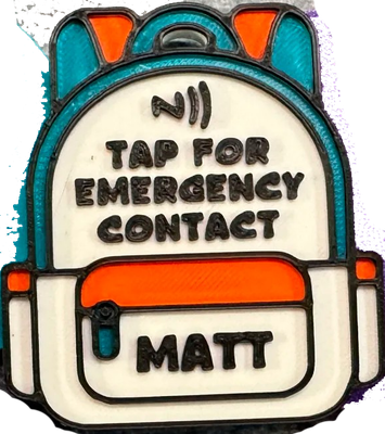 White Emergency bag tag