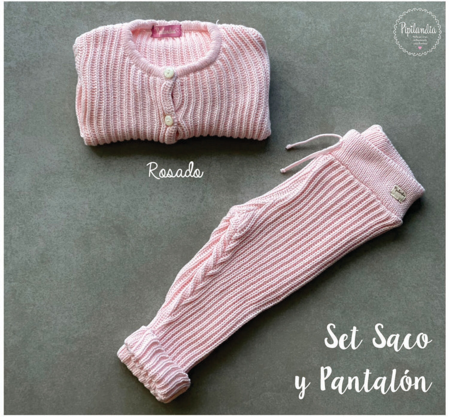 Set Saco y Pantalón tejido Rosado