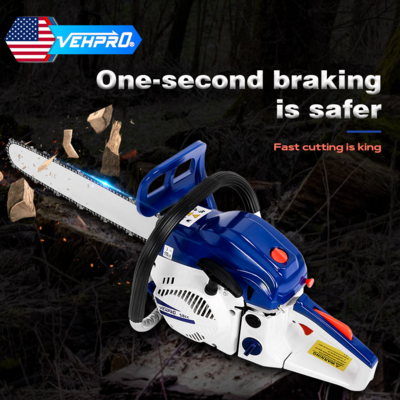 VEHPRO 20IN 58CC Gas Powered Chainsaw 2 Stroke Handed Petrol Gasoline Chain Saw