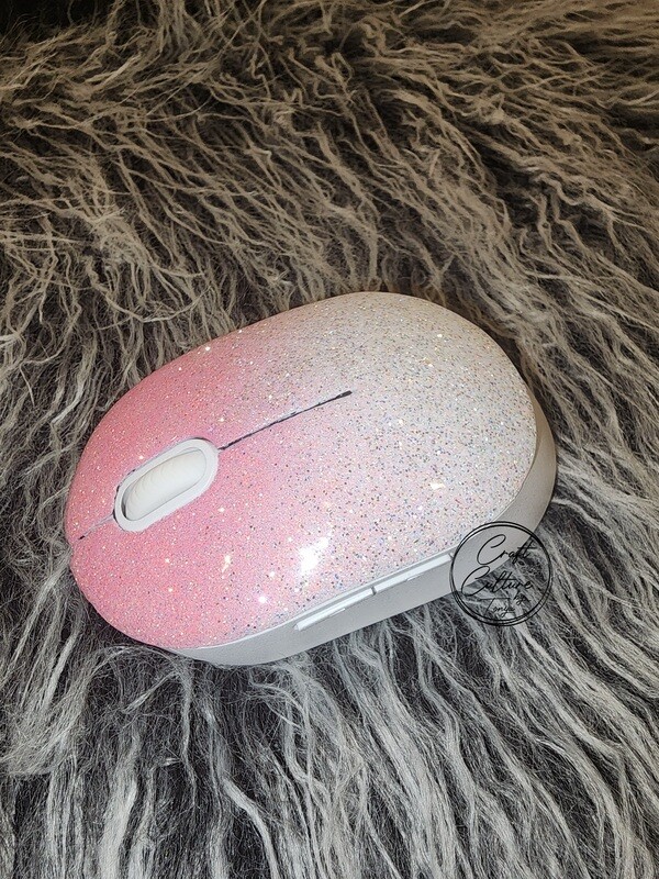 Pink &amp; White Glitter Wireless Mouse