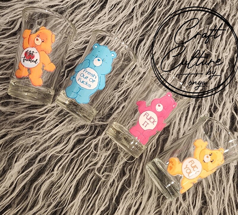 ​​4-Piece Swear Bear Shot Glass Set 1.5 oz (Set B)