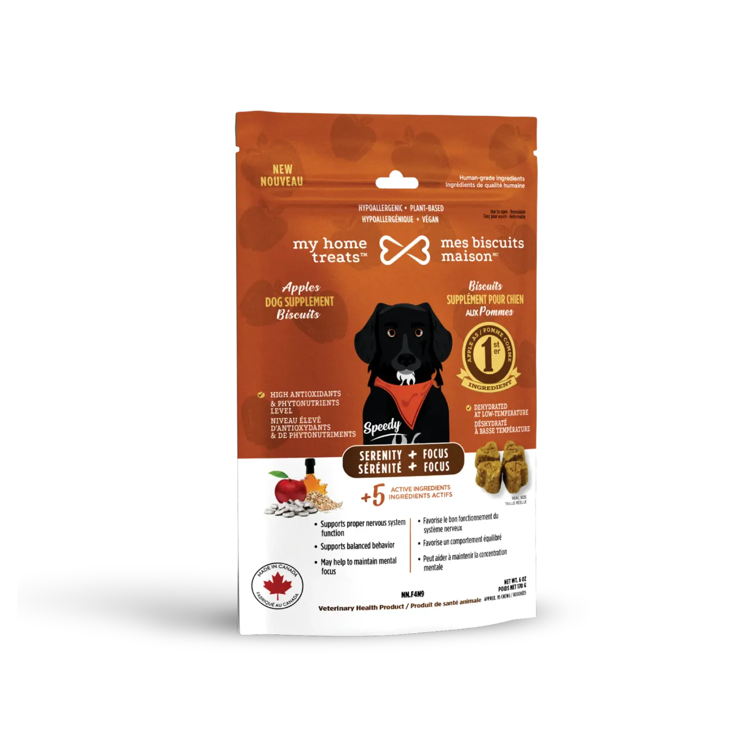 Anxiety relief dog supplement - Serenity + Focus with apples - 170g
