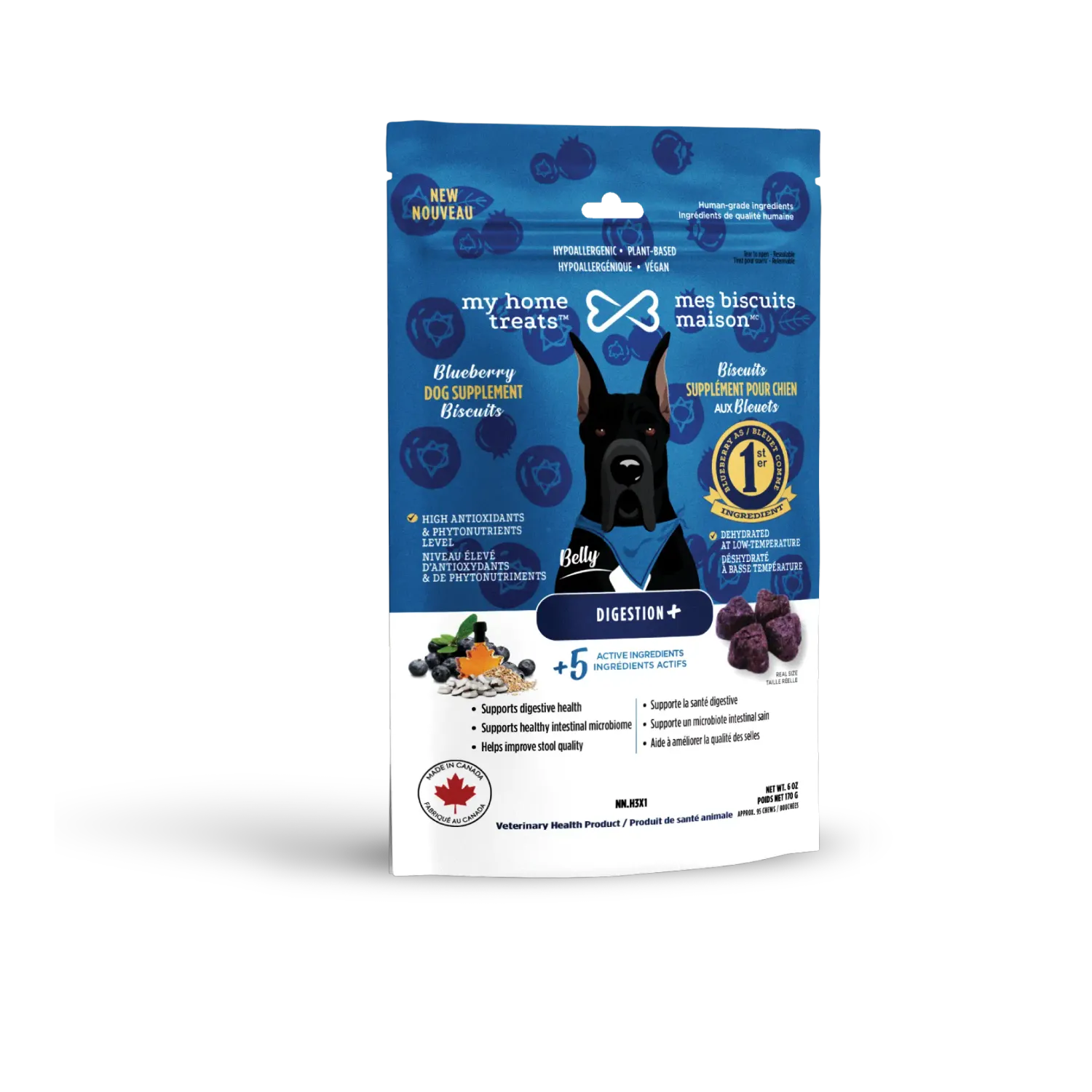 Supplément digestion + pour chien aux bleuets - 170g
