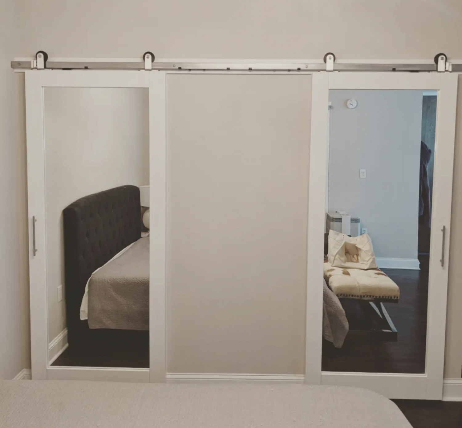 Mirrored sliding barn door deals