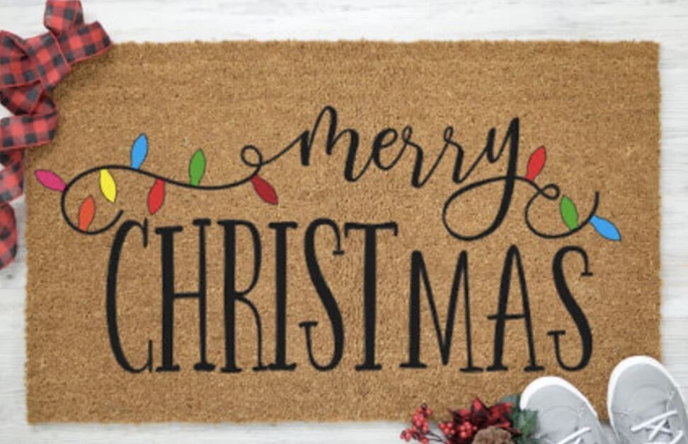 Merry Christmas (string of lights) 18"x 30" Coir Doormat