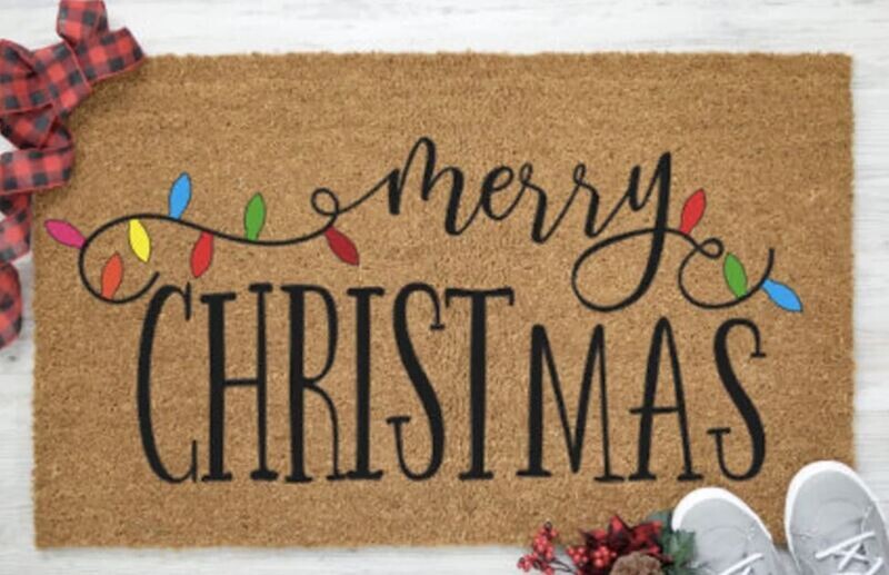 Merry Christmas (string of lights) 18"x 30" Coir Doormat
