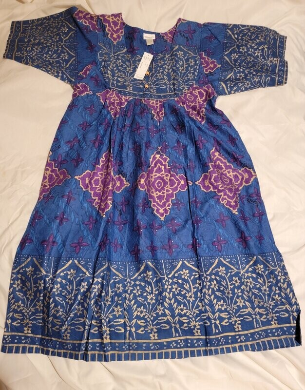Sante’ Classics Women’s 100% Cotton Dress Floral Sapphire