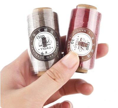 Hilo encerado plano de 0,8mm para costura de cueros. 30m