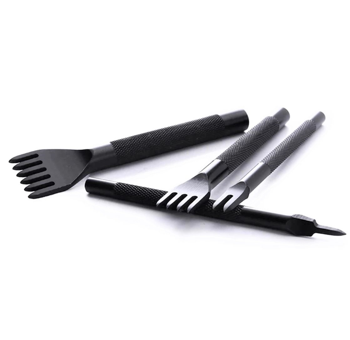Perforador Tubular para Cuero Tipo Tenedor Corte Diamante Set 4x 3mm