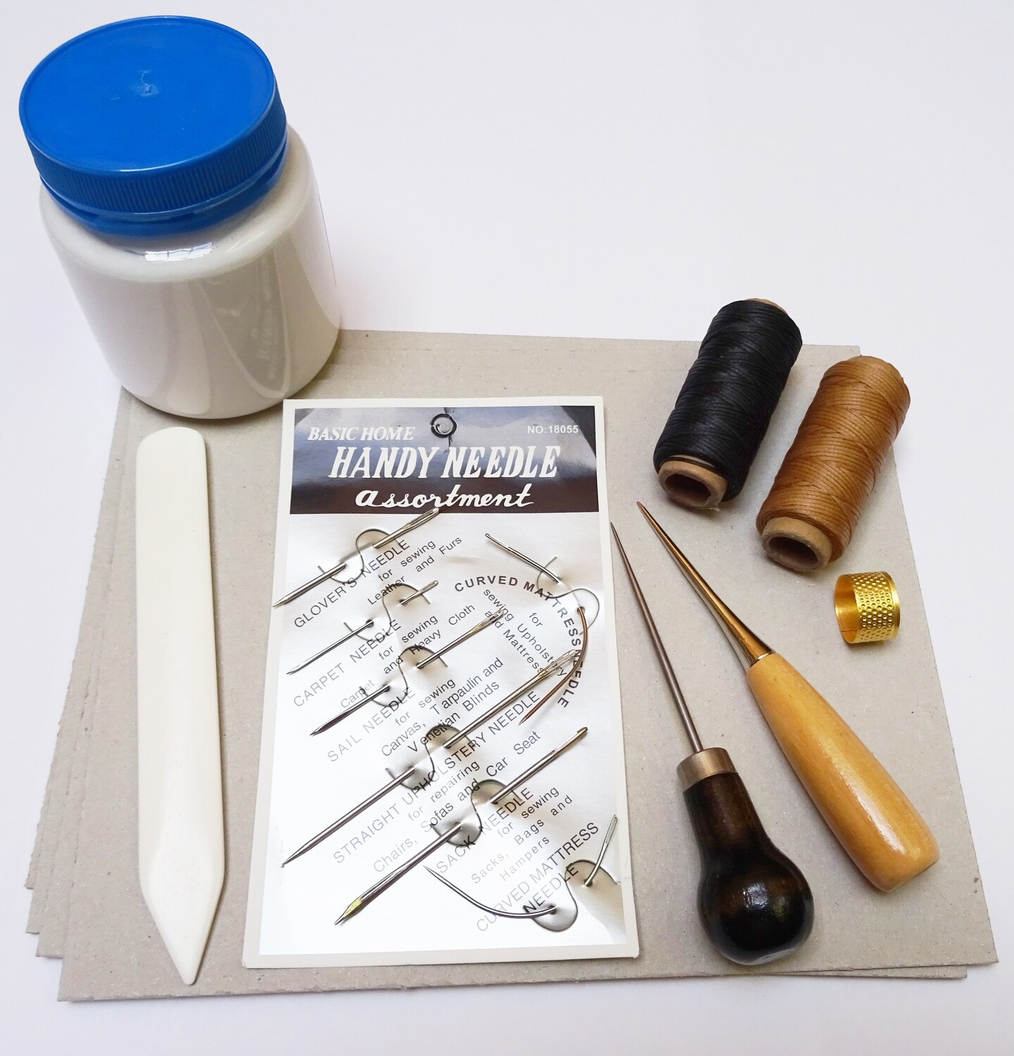 Kit Para Encuadernación, Plegadera, Punzón, Lezna, Hilo, Agujas, Pegamento, Cartón.