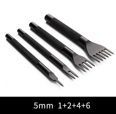 Perforador Tubular para Cuero Tipo Tenedor Corte Diamante Set 4 de 5mm Perforador Tubular para Cuero Tipo Tenedor Corte Diamante Set 4 de 5mm