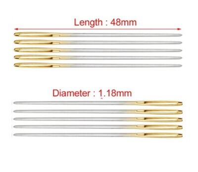 Conjunto de 5 Agujas para Costura a Mano de Cueros. 48mm largo.