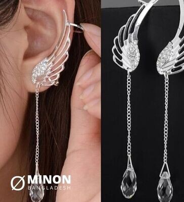 Silver Plated Angel Wing Crystal Earring Drop