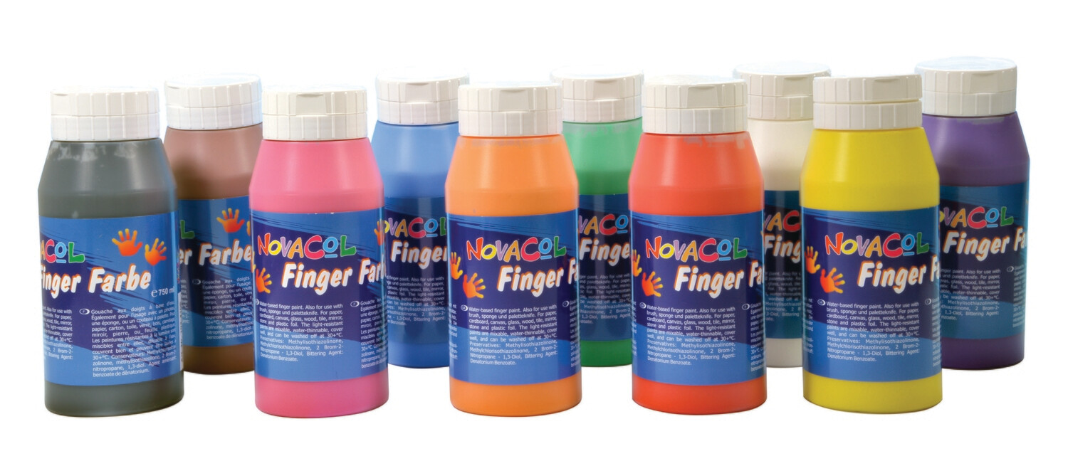 10 Fingerfarben im Set / 750 ml je Flasche